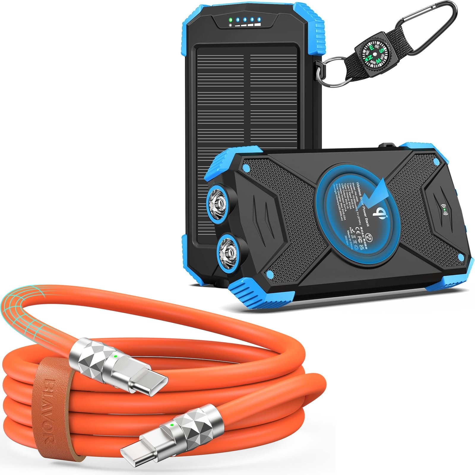 Solar Power Bank 10000mAh with Wireless Charging